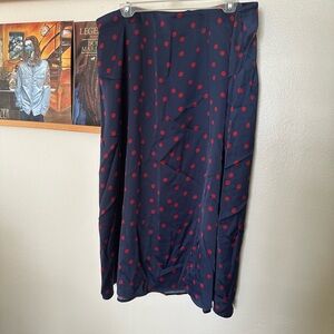 Eloquii Navy Blue Polka Dot Midi Skirt in 16